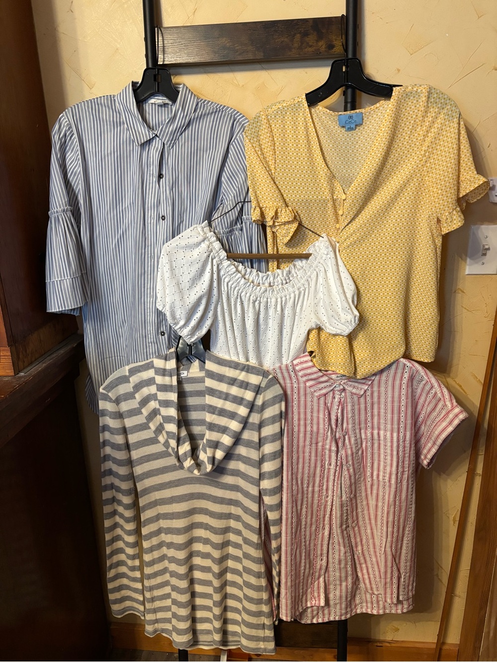 Mixed Women Size S Tops Bundle - Yellow, White, Blue, Gray, Pink